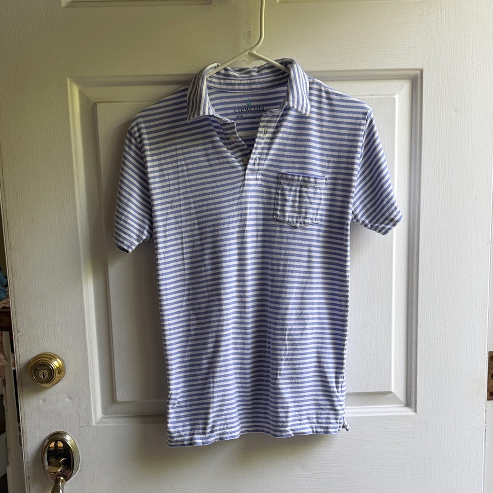 Crewcuts Striped Polo Shirt - Light Blue & White